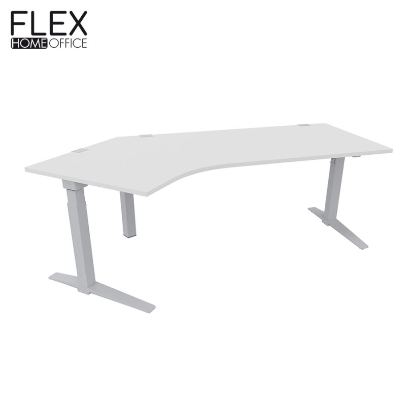 Eckformtisch Talo.You mit weißer Platte und Aluminiumgestell Frontansicht